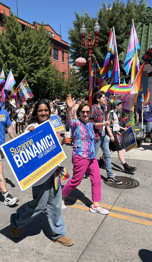 Suzanne walking in the parade