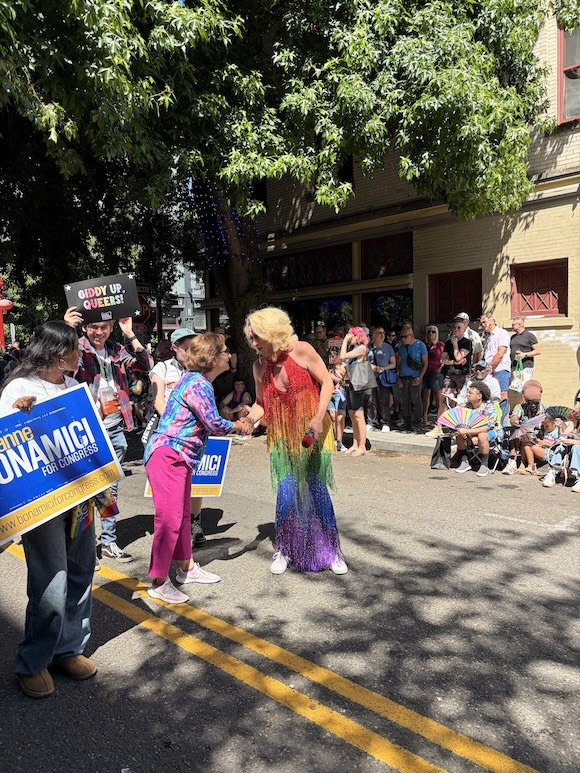 Suzanne walking in the parade